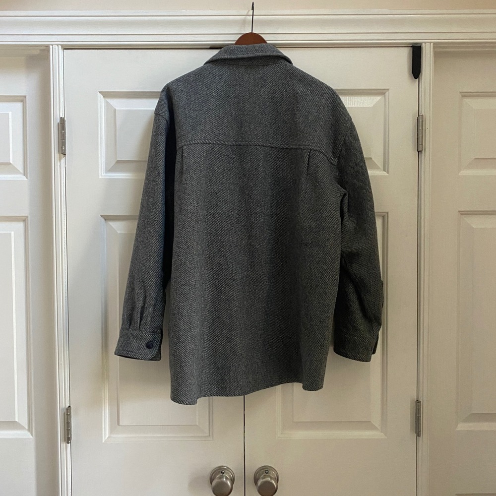 Woolrich Shirt Jacket Mens Wool Large Grey Twill Snap Front Barn Coat Heritage - Picture 10 of 10